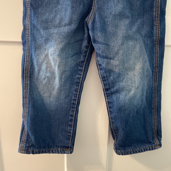 OshKosh B'gosh fleece lined pant overalls with adorable little red bow EUC 3T - Picture 3 of 14